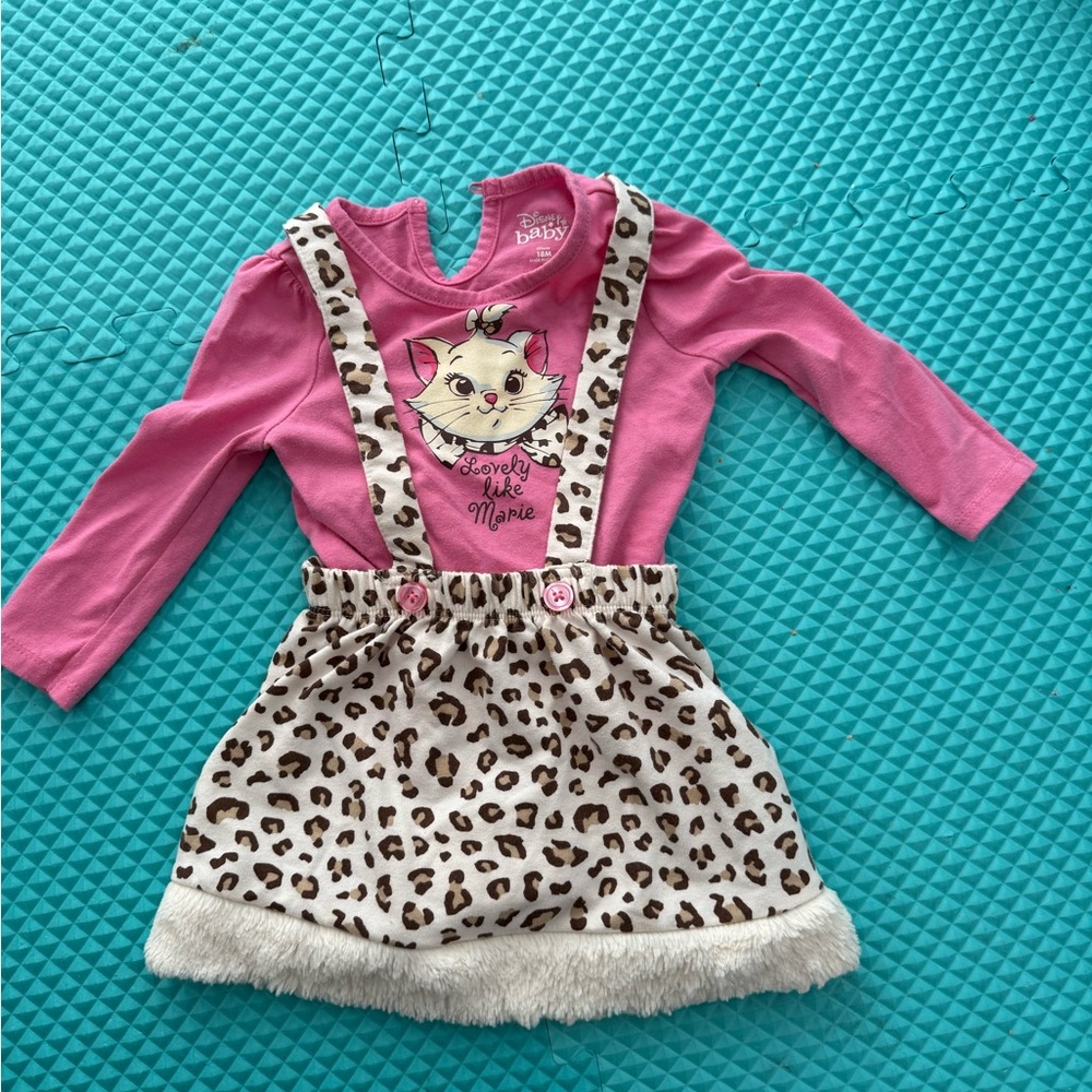 Disney Pink and Leopard Print Kids Suspenders Outfit